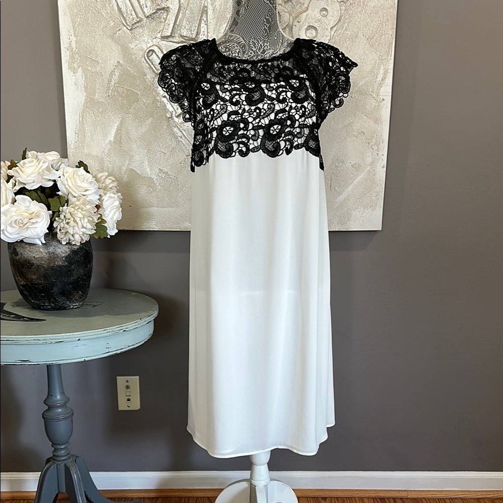 Venus Black Lace Overlay Dress Size 12 - Picture 3 of 16